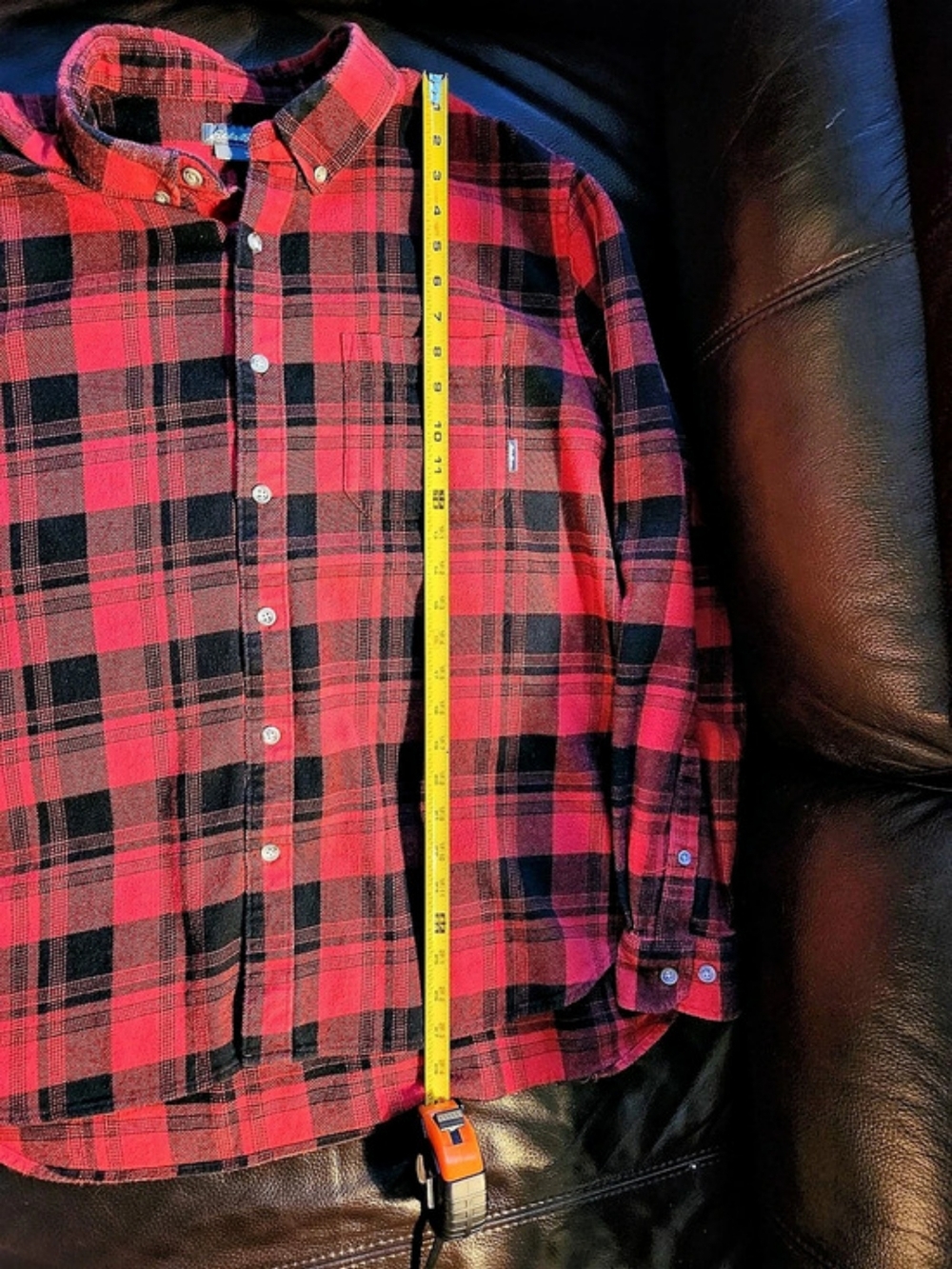 EDDIE BAUER Men's Plaid Flannel Button Down Shirt Red & Black XXL - Picture 5 of 7